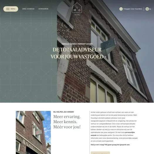 Screenshot of the website of www.mghousing.nl