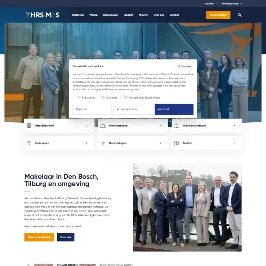 Screenshot van de website van www.hrs.nl