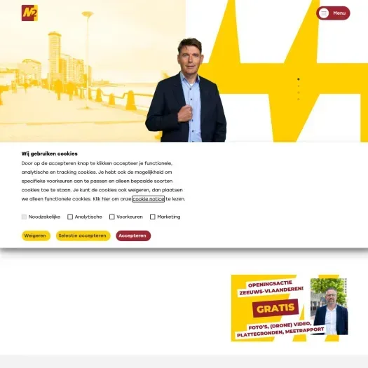 Screenshot van de website van www.m2makelaars.nl