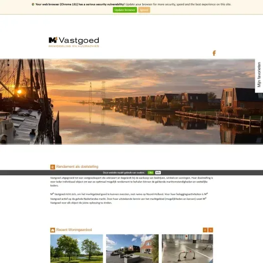 Screenshot van de website van www.m4vastgoed.nl