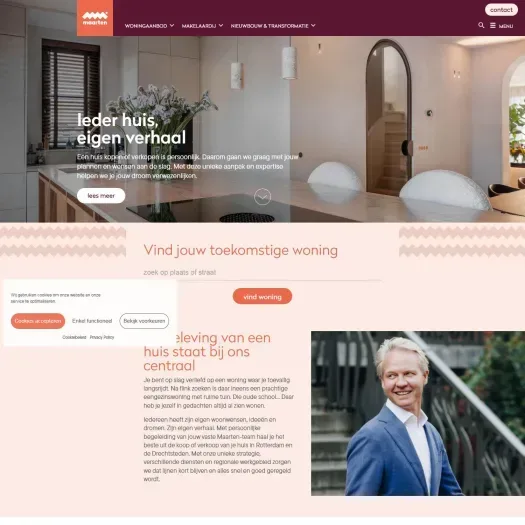 Screenshot of the website of www.maartenmakelaardij.nl