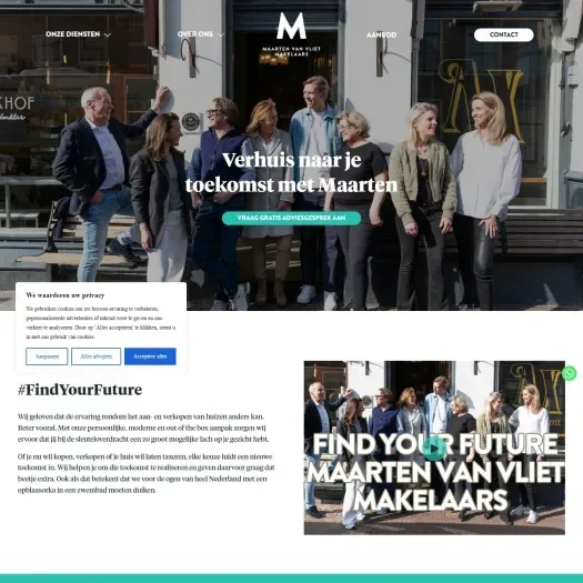 Screenshot of the website of www.maartenvanvlietmakelaars.nl