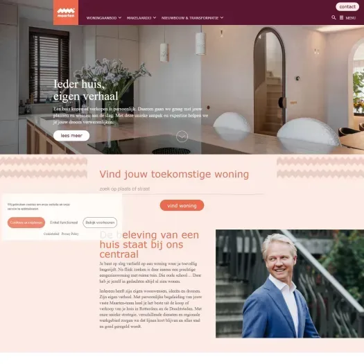 Screenshot van de website van maartenmakelaardij.nl