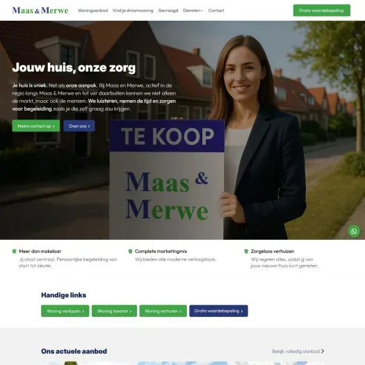 Screenshot van de website van www.maasenmerwe.nl