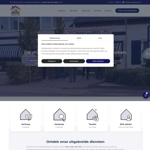 Screenshot der Website von www.maasenpeel.nl