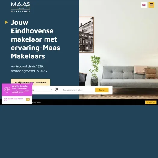 Screenshot der Website von www.maasmakelaars.nl