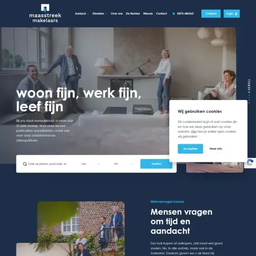 Screenshot of the website of www.maasstreek.nl