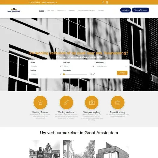 Screenshot of the website of www.machousing.nl