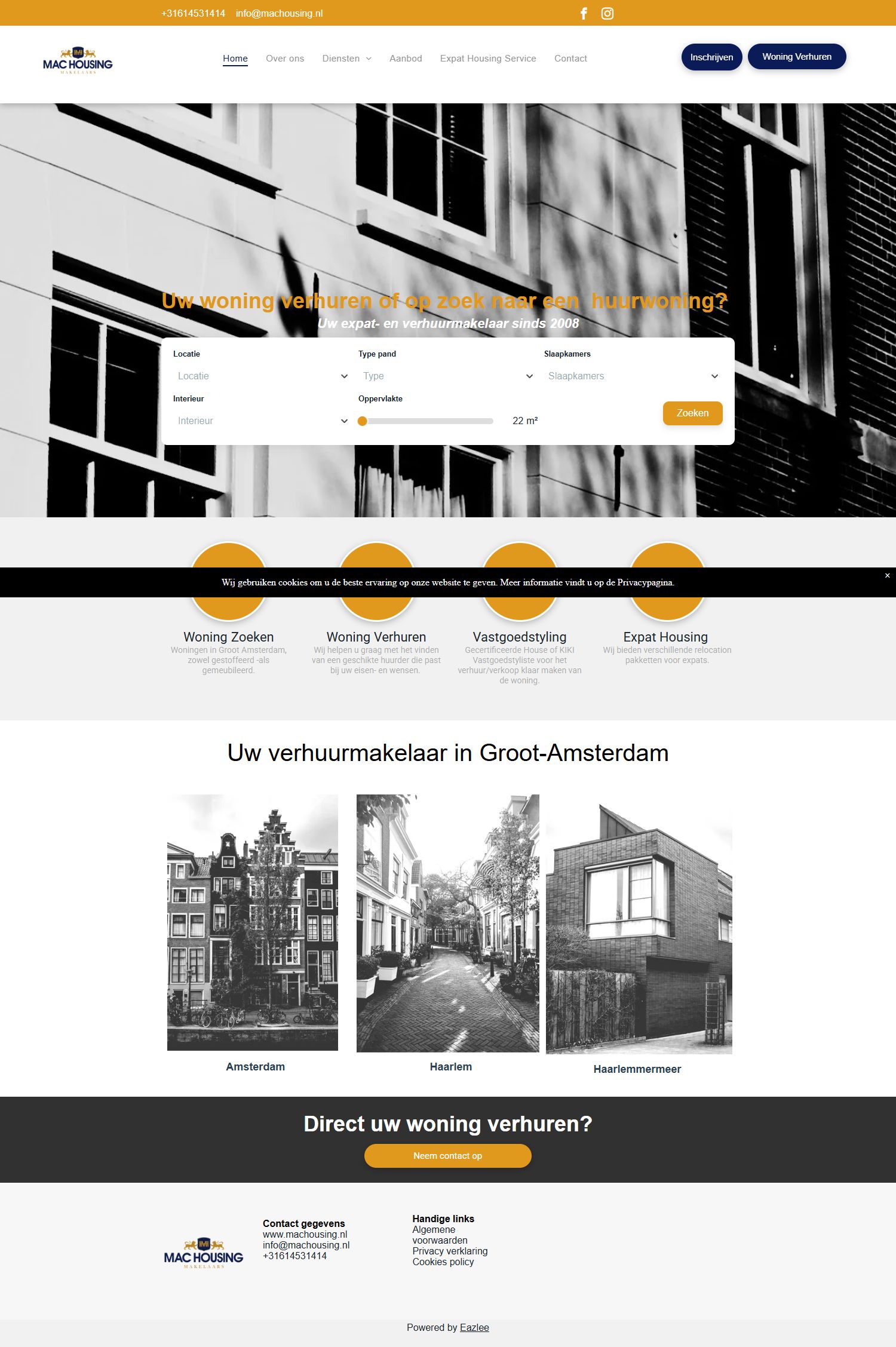 Screenshot van de website van www.machousing.nl