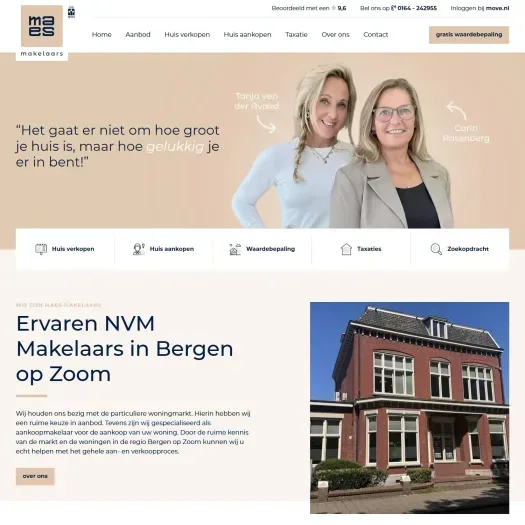 Screenshot of the website of www.maesmakelaars.nl