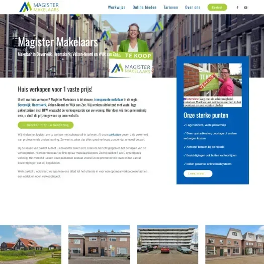 Screenshot van de website van magister-makelaars.nl