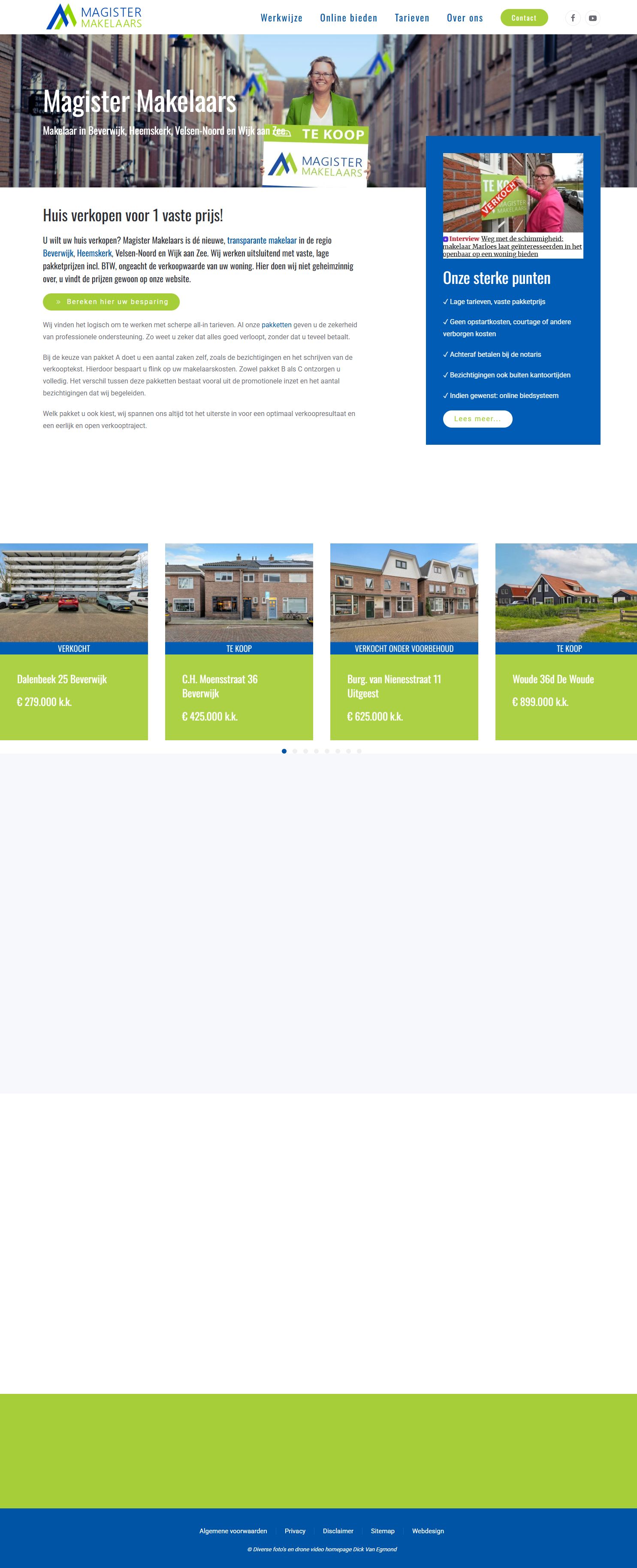 Screenshot of the website of magister-makelaars.nl