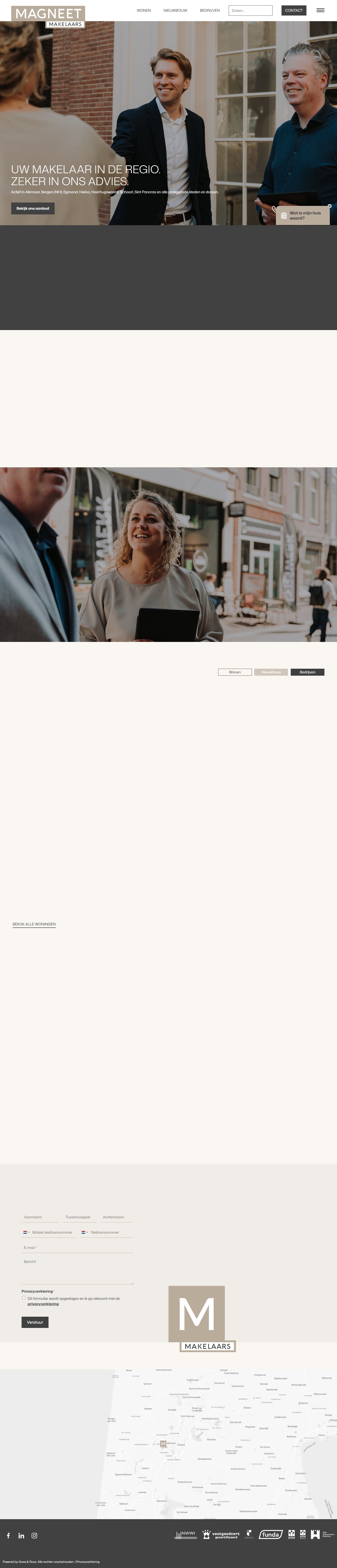 Screenshot of the website of www.magneetmakelaars.nl
