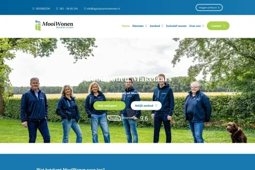 Screenshot van de website van agriplazamooiwonen.nl