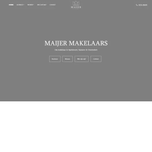 Screenshot van de website van www.maijermakelaars.nl