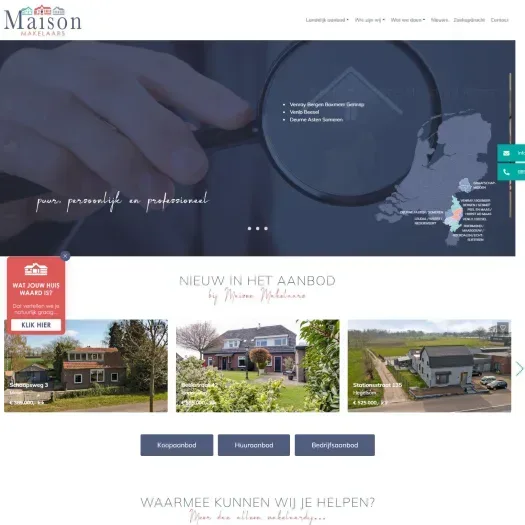 Screenshot of the website of www.maisonmakelaars.nl