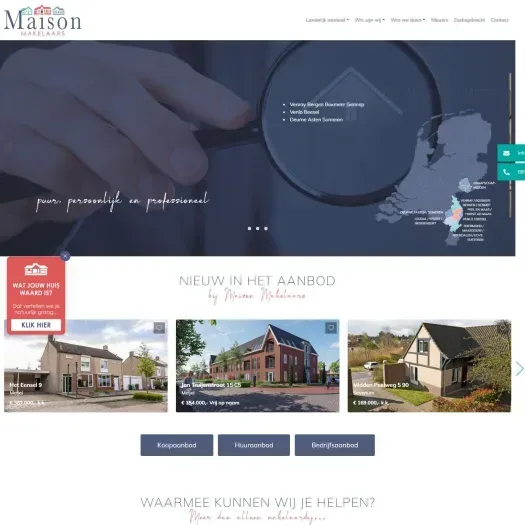 Screenshot van de website van www.maisonmakelaars.nl