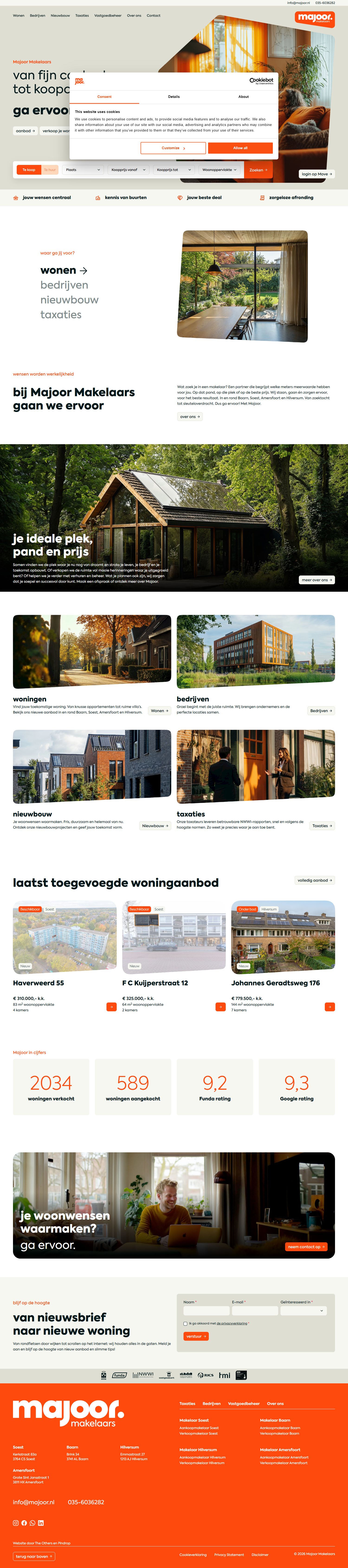 Screenshot of the website of majoor.nl