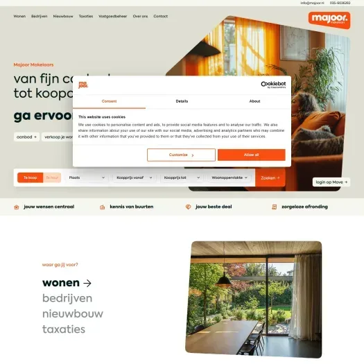 Screenshot van de website van www.majoor.nl