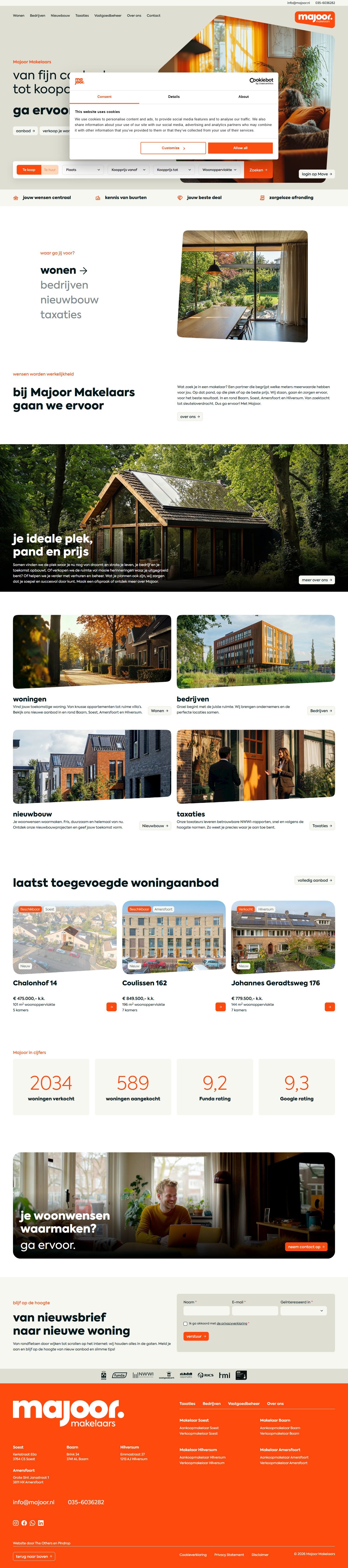 Screenshot of the website of www.majoor.nl