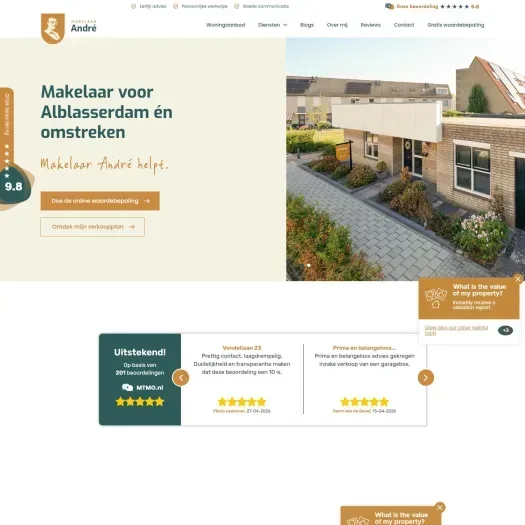 Screenshot der Website von www.makelaarandre.nl