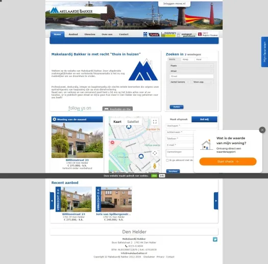 Screenshot der Website von www.makelaarbakker.nl