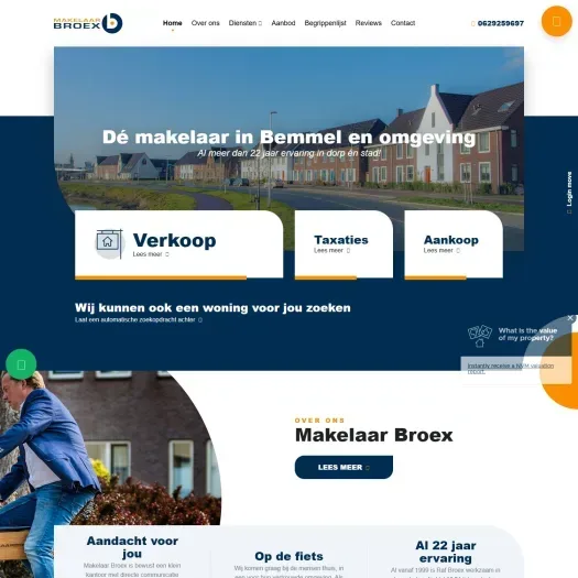 Screenshot der Website von www.makelaarbroex.nl