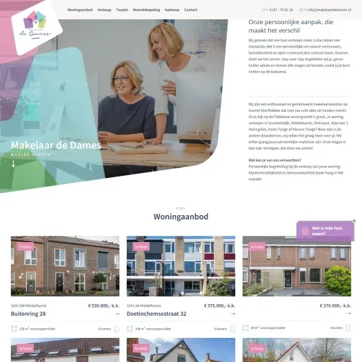 Screenshot der Website von www.makelaardedames.nl