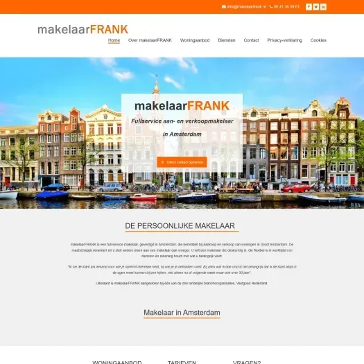 Screenshot of the website of makelaarfrank.nl