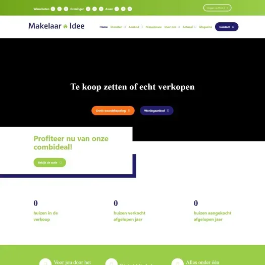 Screenshot van de website van www.makelaaridee.nl