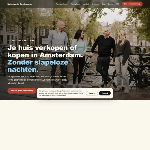 Screenshot van de website van makelaarinamsterdam.nl