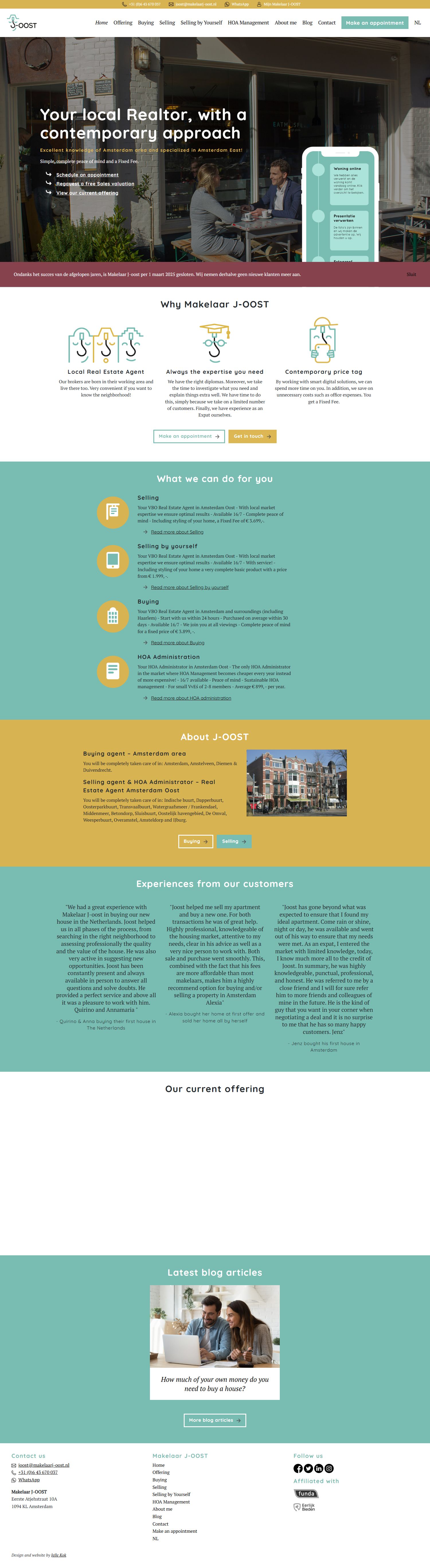 Screenshot of the website of www.makelaarj-oost.nl