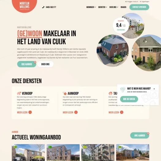 Screenshot van de website van www.makelaarmartijnwillems.nl