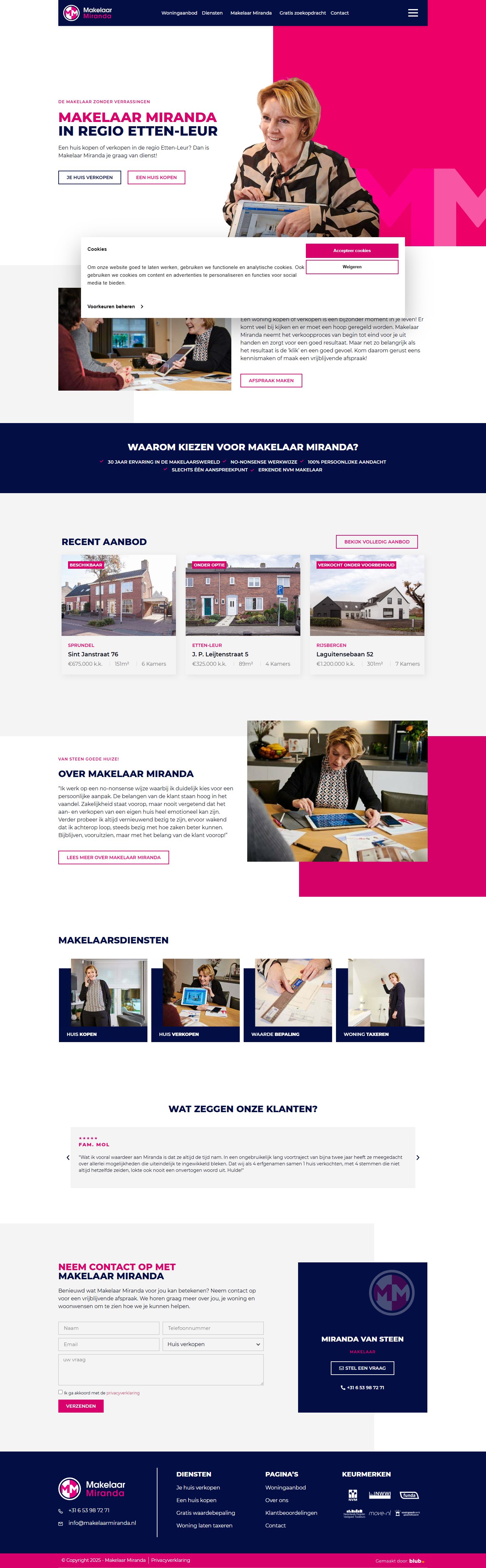 Capture d'écran du site web de www.makelaarmiranda.nl