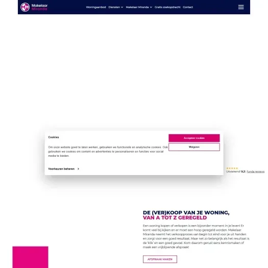 Screenshot der Website von www.makelaarmiranda.nl