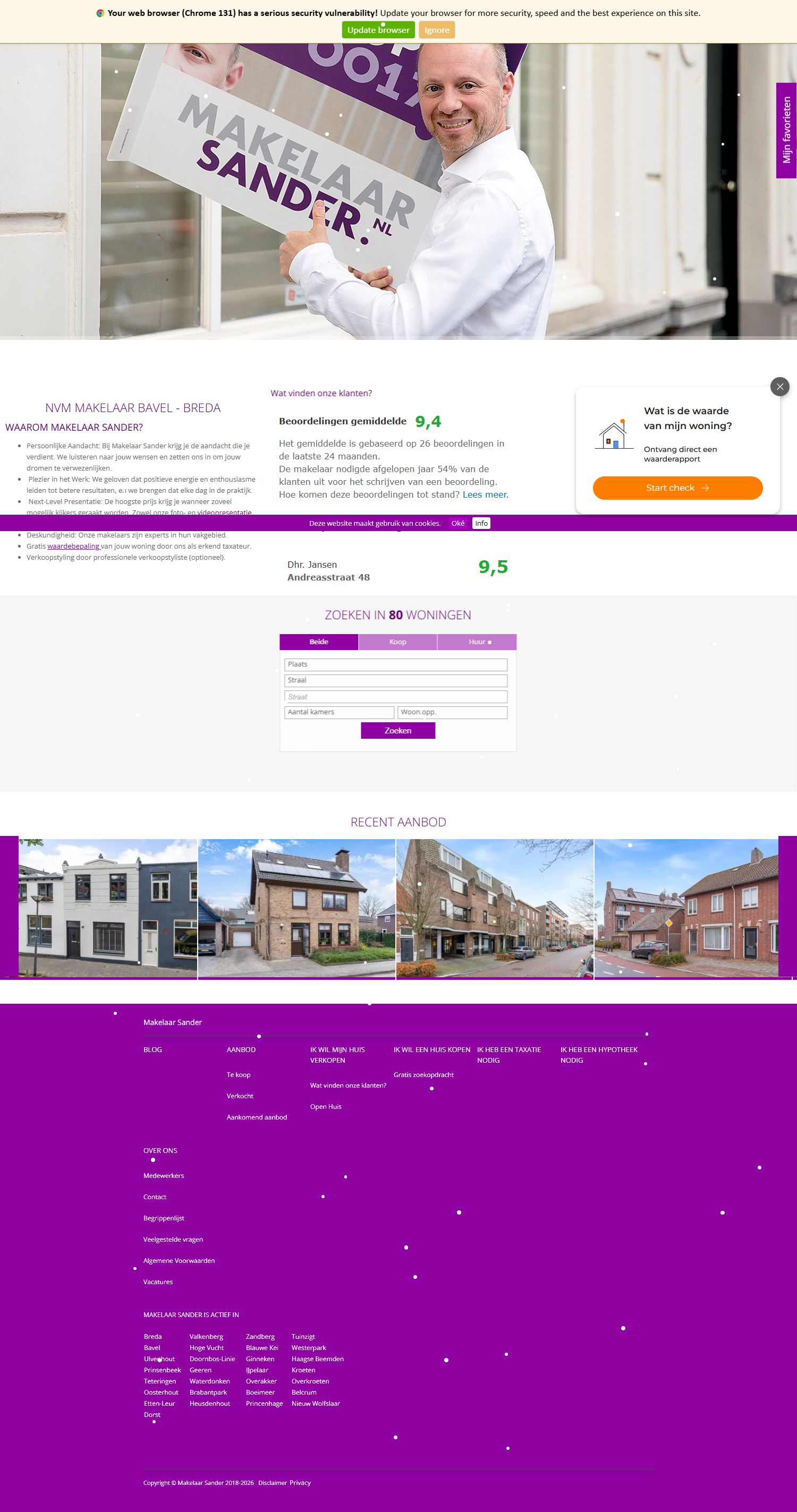 Screenshot der Website von www.makelaarsander.nl
