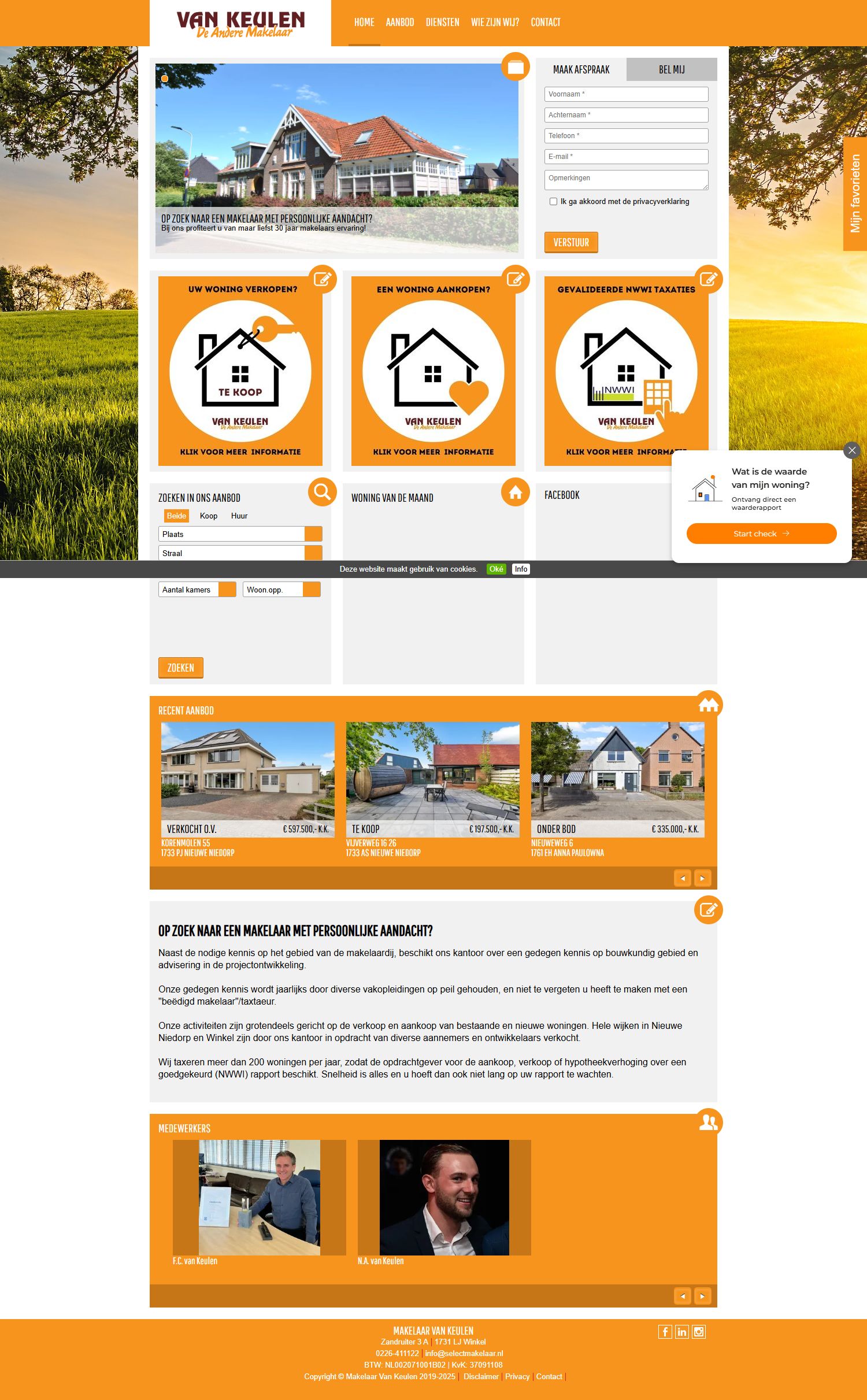 Screenshot of the website of www.selectmakelaar.nl