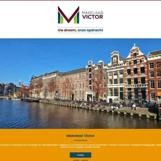 Screenshot of the website of www.makelaarvictor.nl