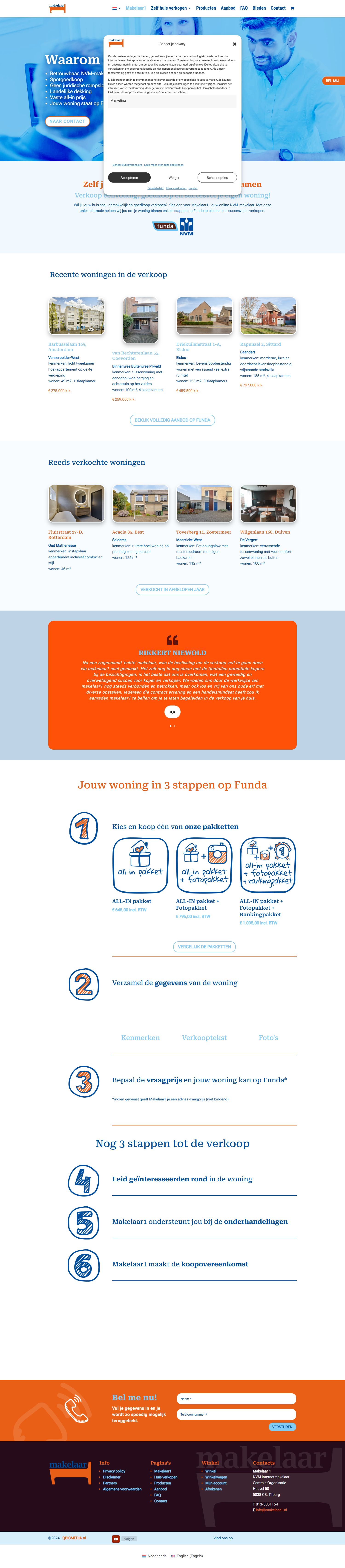Capture d'écran du site web de www.makelaar1.nl
