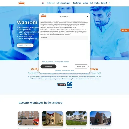 Screenshot van de website van www.makelaar1.nl