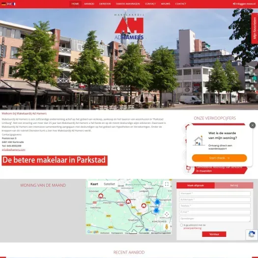 Screenshot van de website van www.adhamers.com