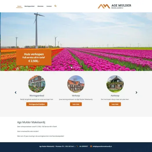 Screenshot van de website van www.agemuldermakelaardij.nl