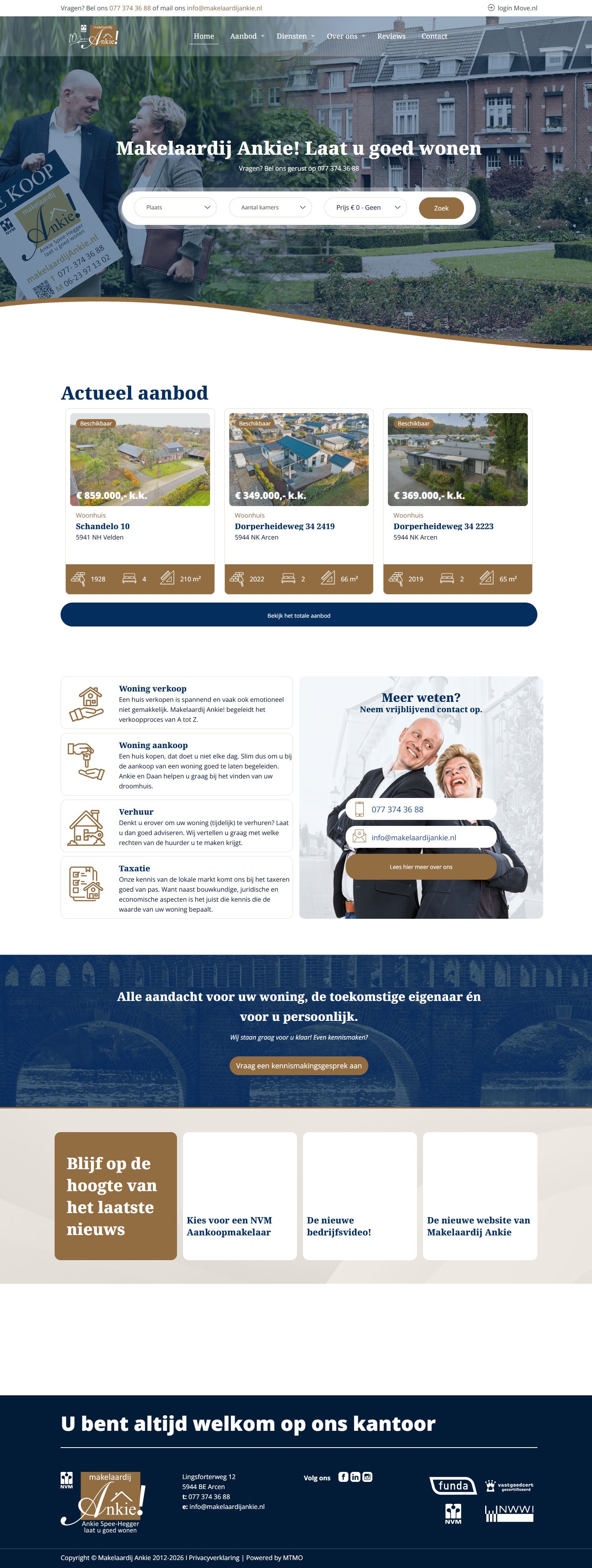 Screenshot of the website of www.makelaardijankie.nl