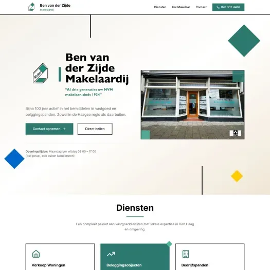 Screenshot der Website von www.makelaardijvanderzijde.nl