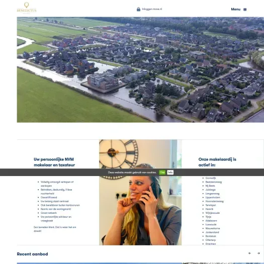 Screenshot of the website of www.makelaardijbenedictus.nl