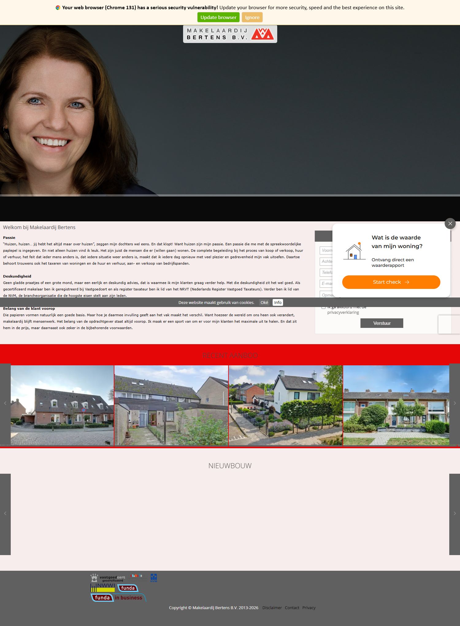 Capture d'écran du site web de www.makelaardijbertens.nl