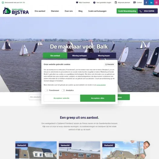 Screenshot van de website van www.bijstra.nl