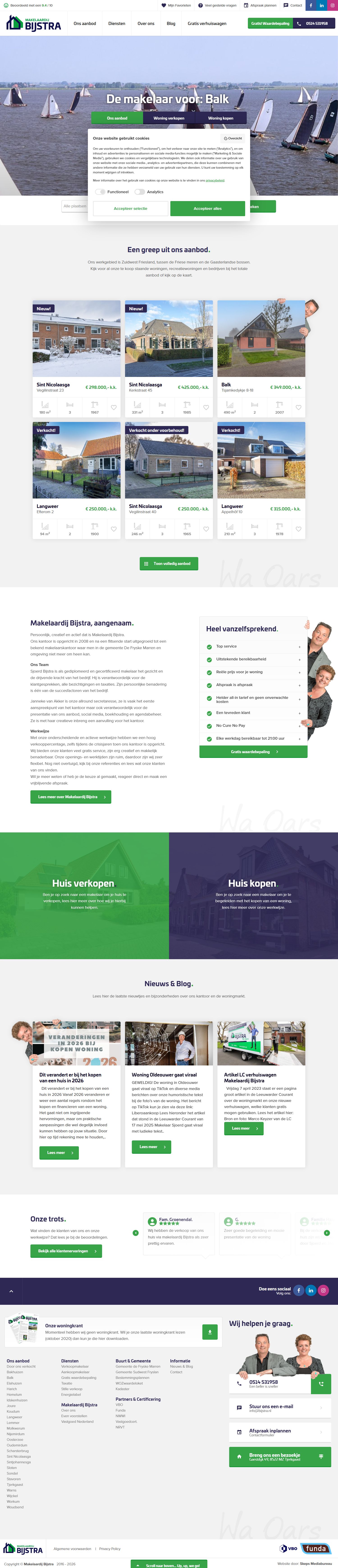 Screenshot der Website von www.bijstra.nl