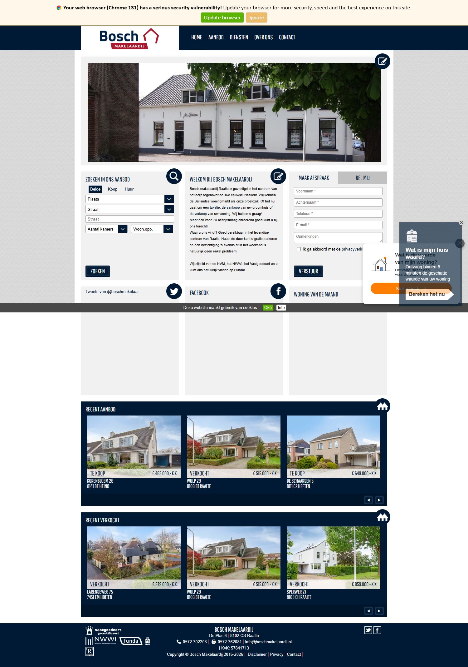 Screenshot der Website von www.boschmakelaardij.nl