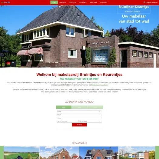 Screenshot van de website van www.bruintjesenkeurentjes.nl